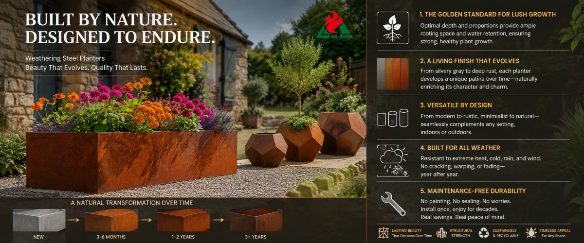 7 Key Features to Consider When Choosing an Outdoor Corten Planter